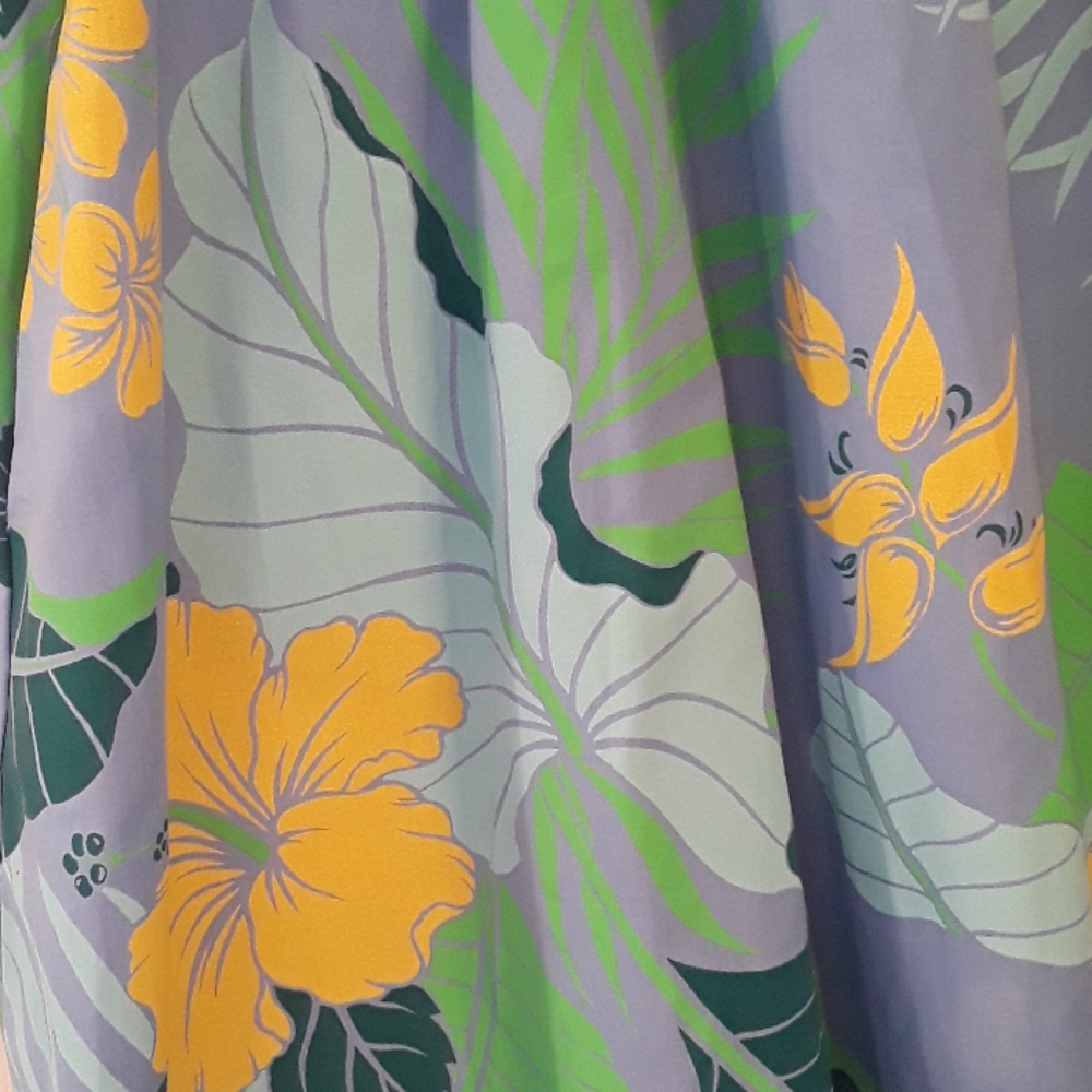 Vintage Y Not Hawaii Blue Green Mumu Dress M - Picture 2 of 6